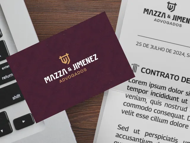 Cartão de visita e papelaria da Mazza & Jimenez Advogados